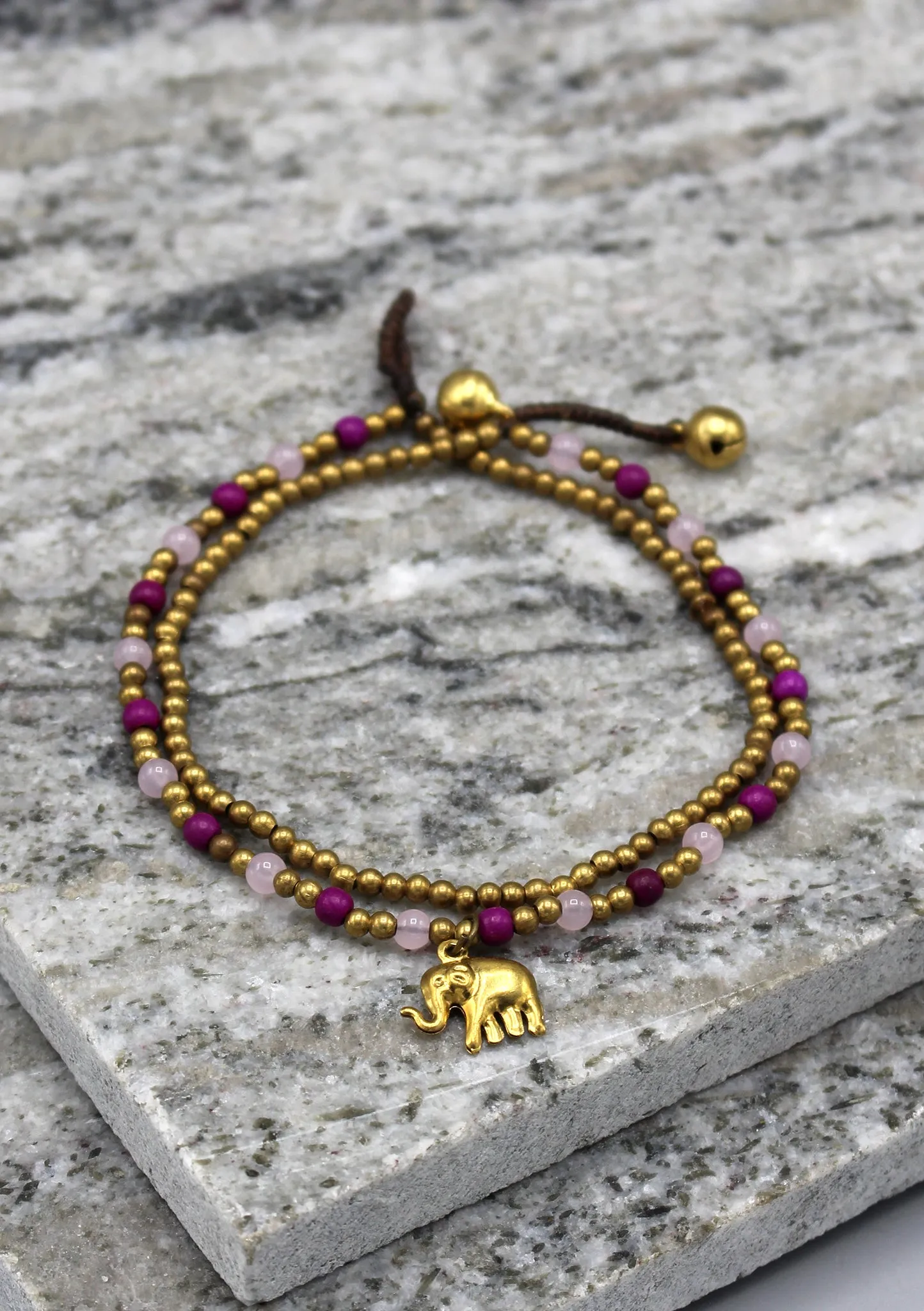 Multicolor Glass and Brass Beads Summer Anklet