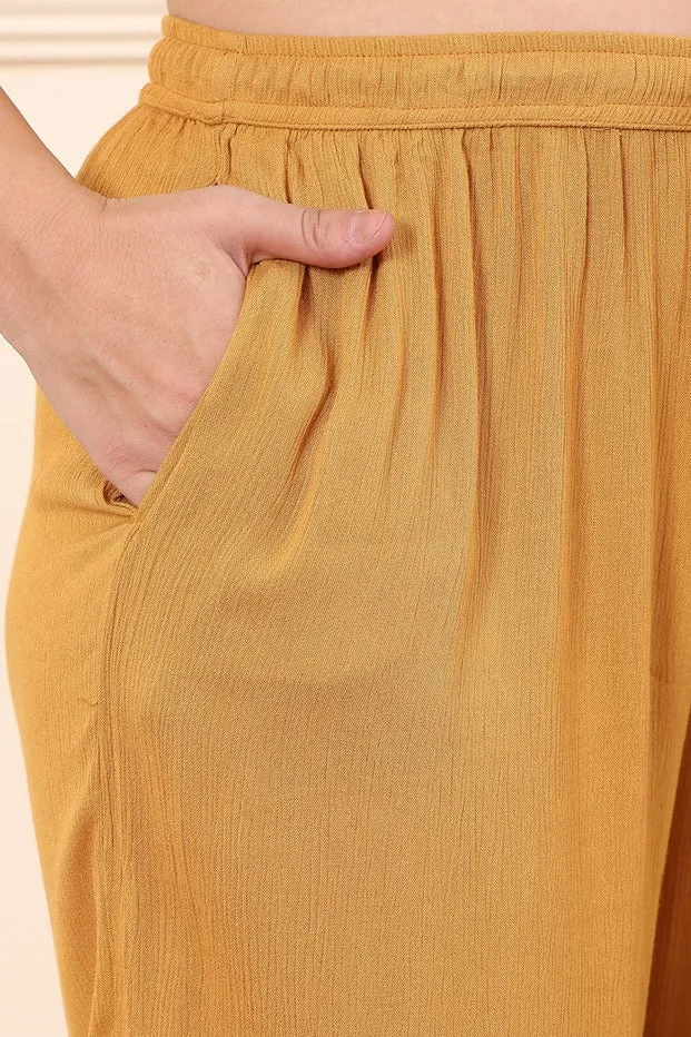 Mustard Solid Straight Pants