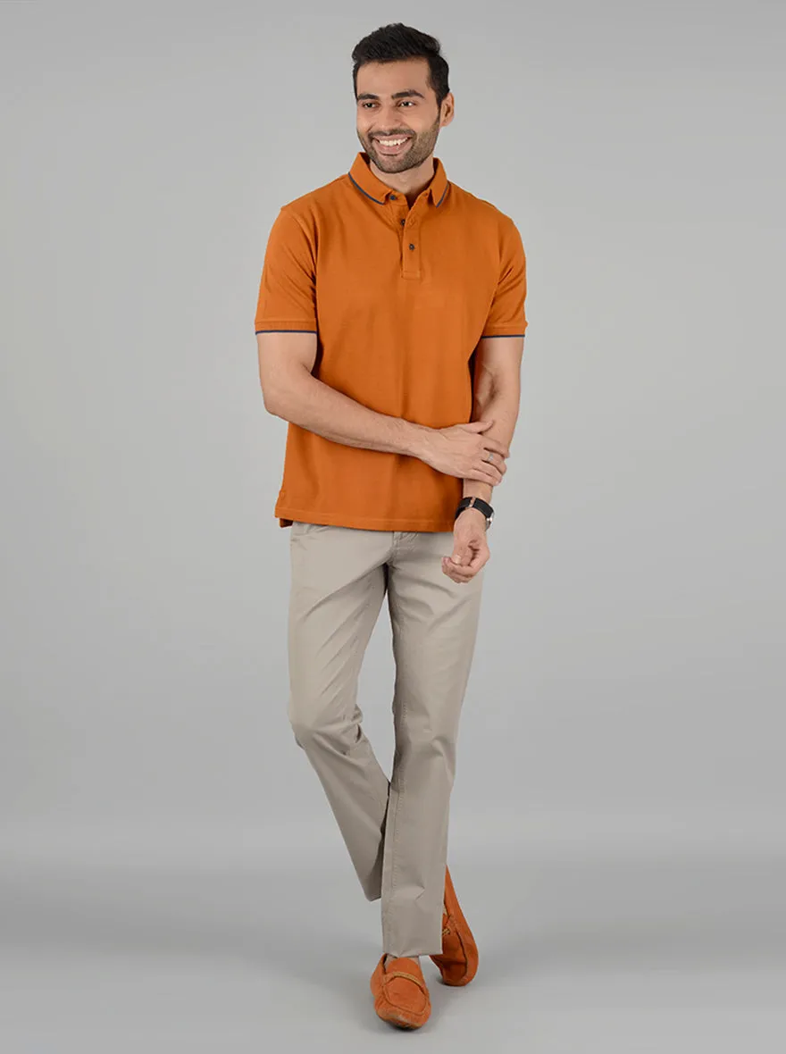 Mustard Yellow Solid Slim Fit Polo T-Shirt | JadeBlue