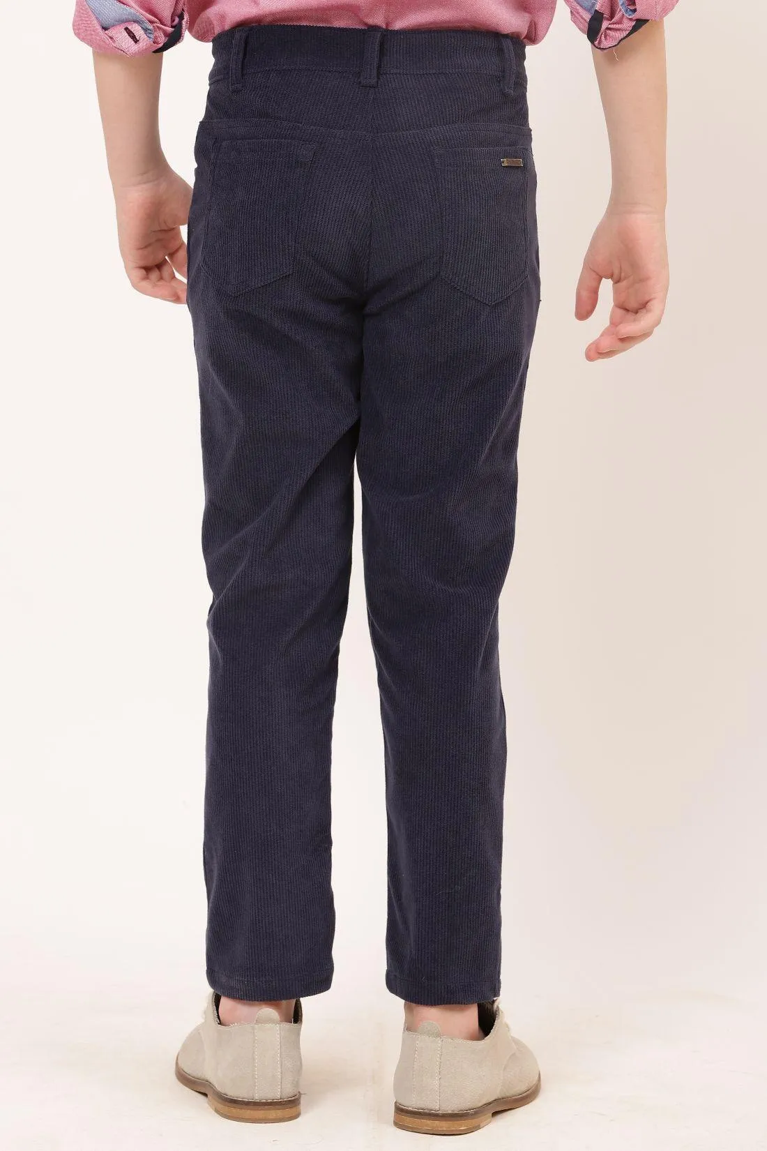 One Friday Kids Boys Navy Blue Woven Polyester Trouser