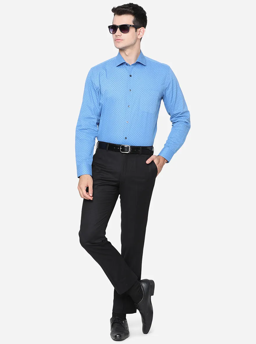 Pacific Blue Printed Regular Fit Formal Shirt | Greenfibre