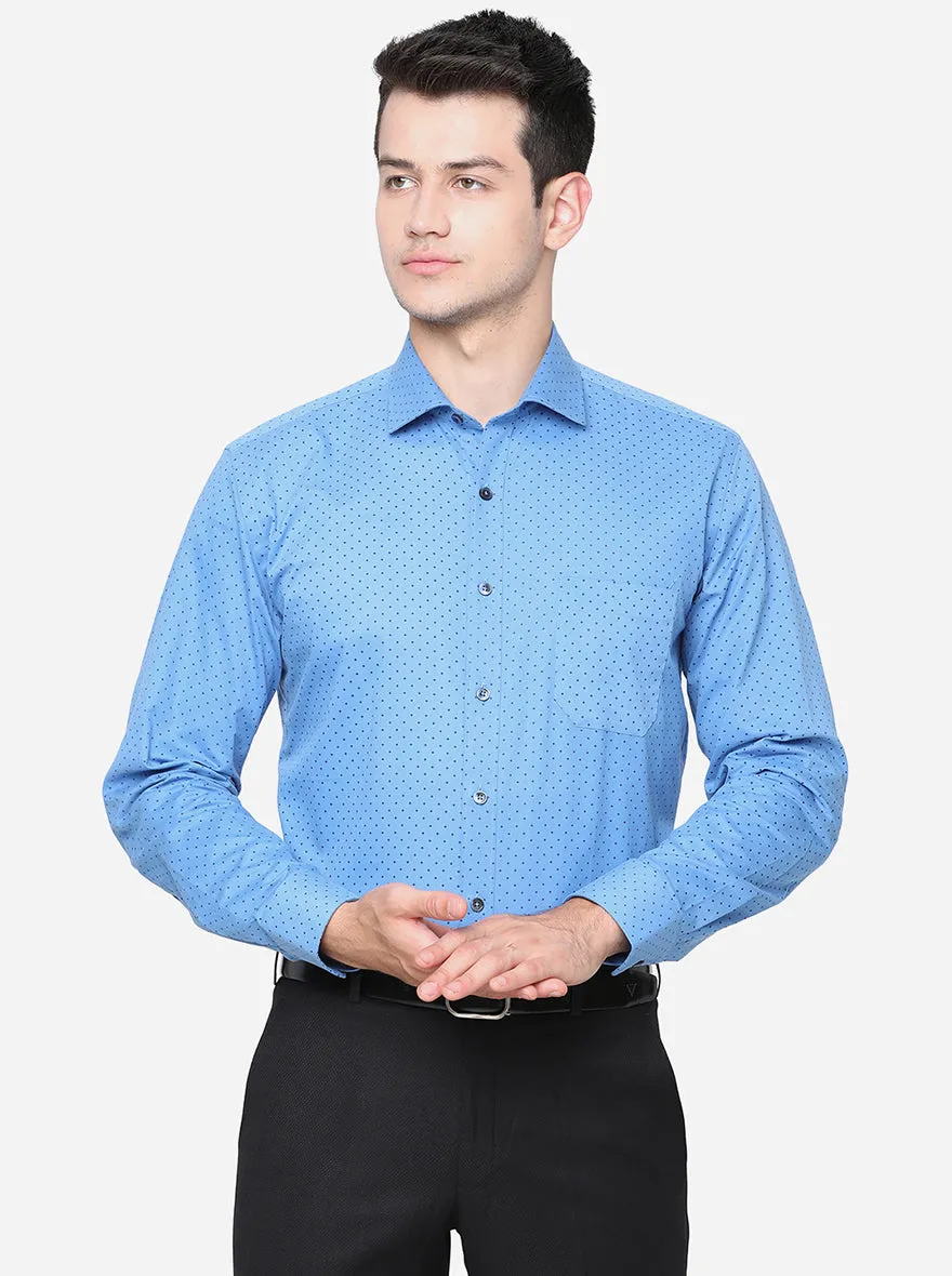 Pacific Blue Printed Regular Fit Formal Shirt | Greenfibre