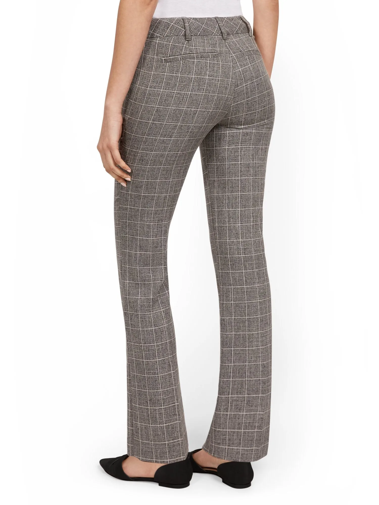 Petite Mid-Rise Windowpane Straight-Leg Pant