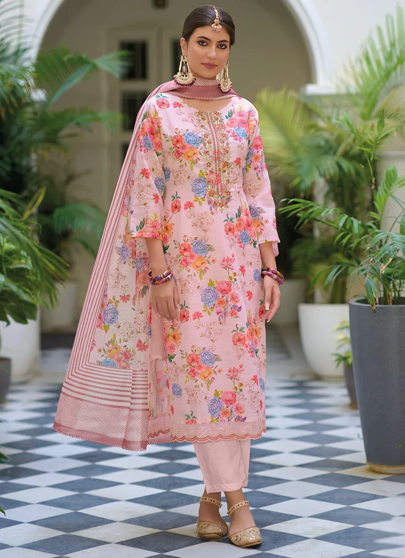 Pink Floral Gota Patti Embroidered Salwar Kameez