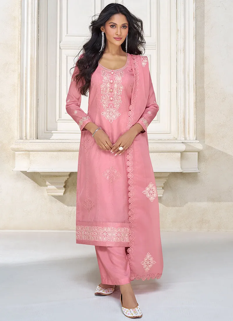 Pink Sequence Embroidery Traditional Salwar Kameez