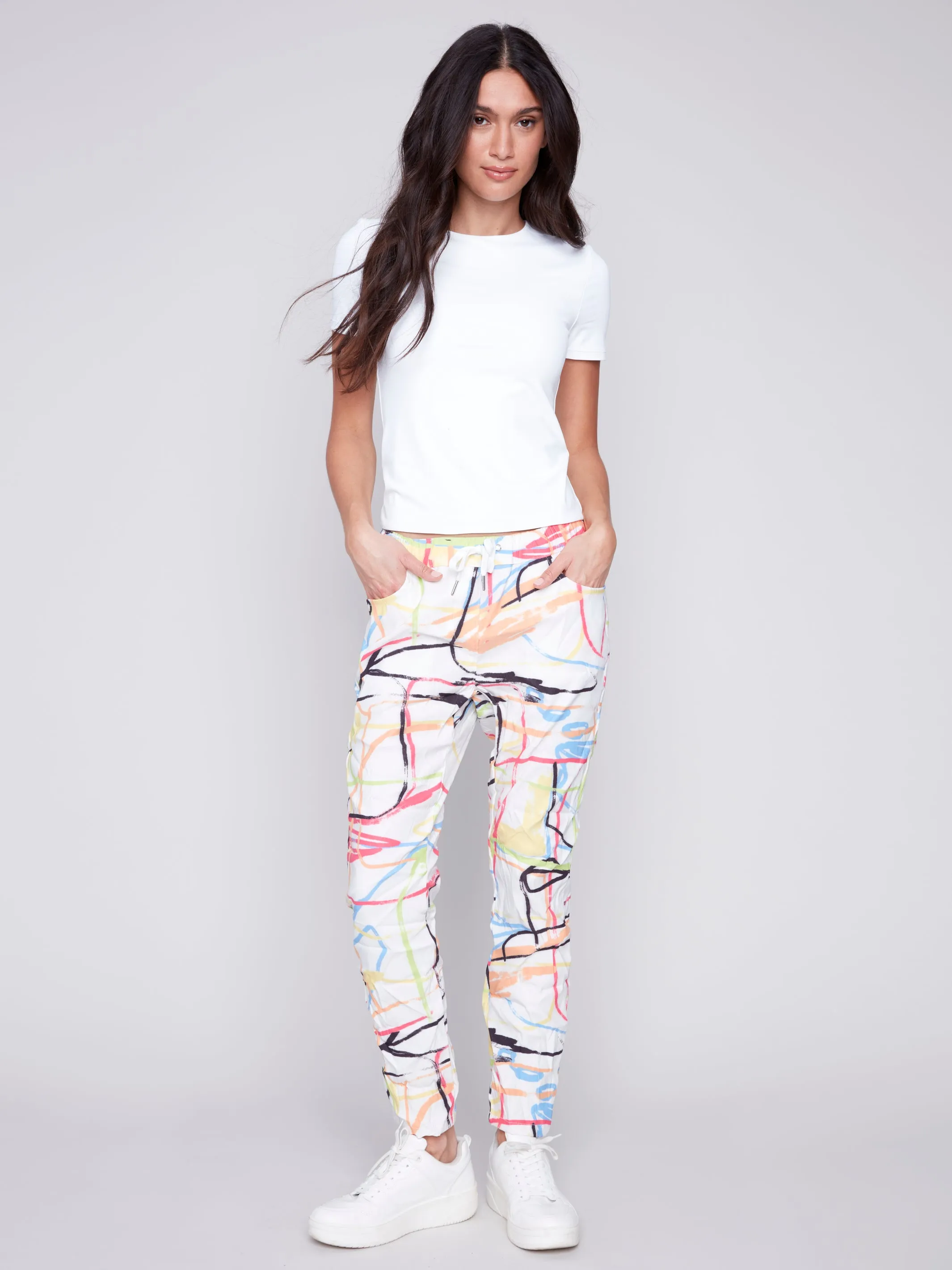 Printed Crinkle Jogger Pants