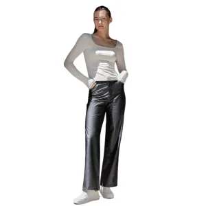 PU Leather Straight Pants