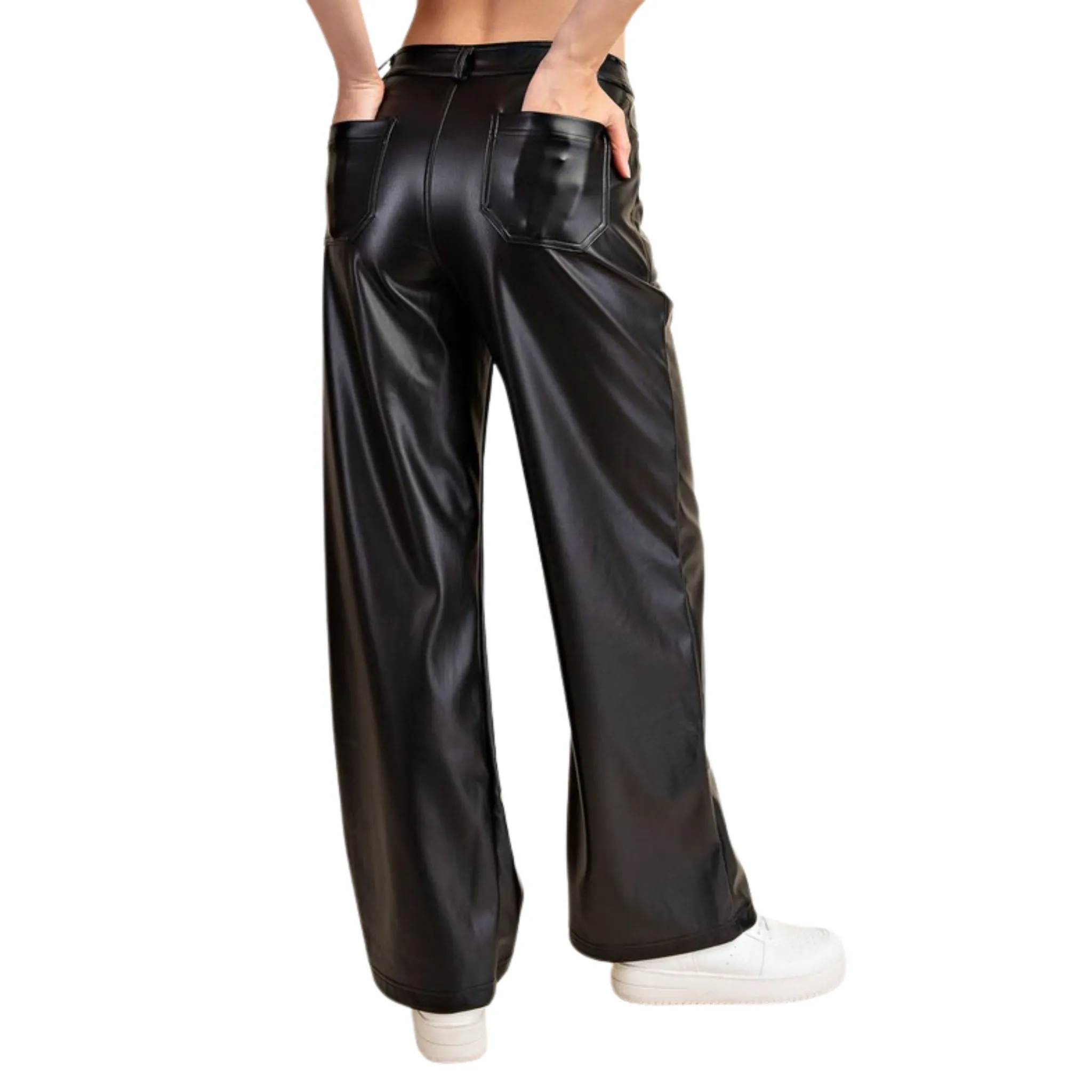 PU Leather Straight Pants