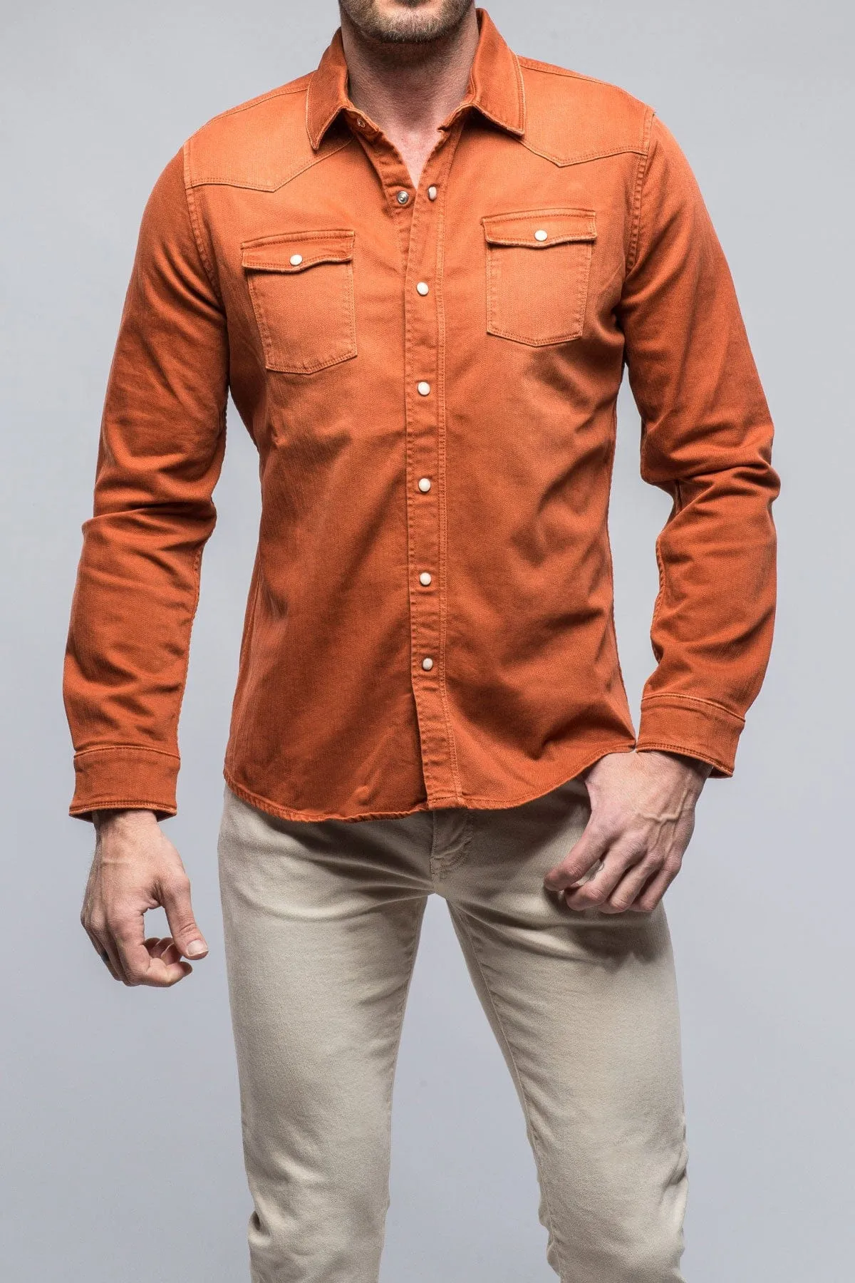 Ranger Colored Denim Snap Shirt In Coccio