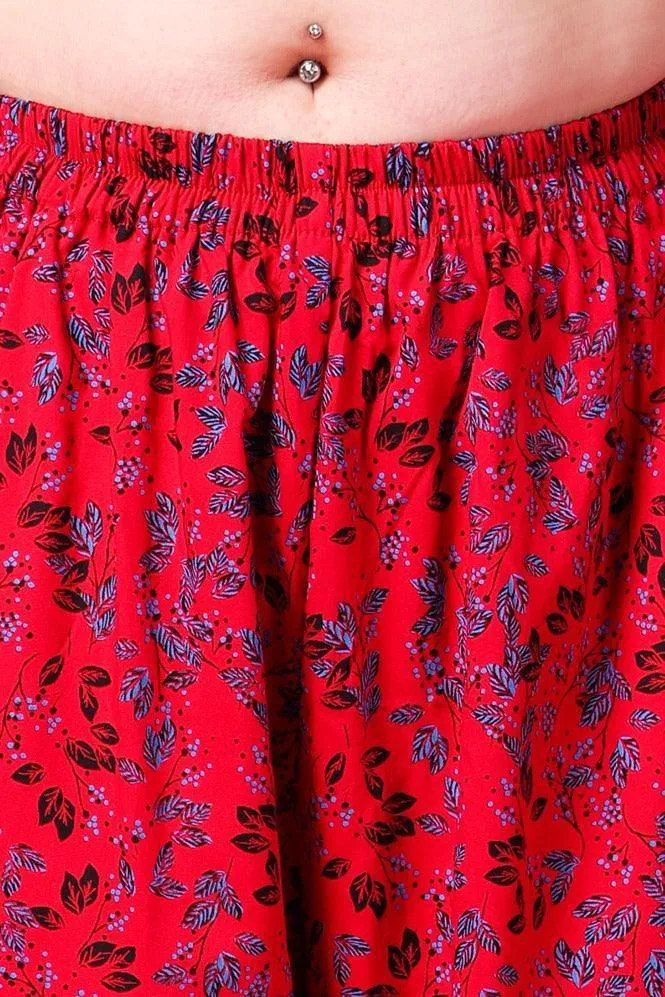 Red Leaves Printed Harem Pants