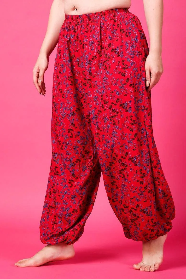 Red Leaves Printed Harem Pants