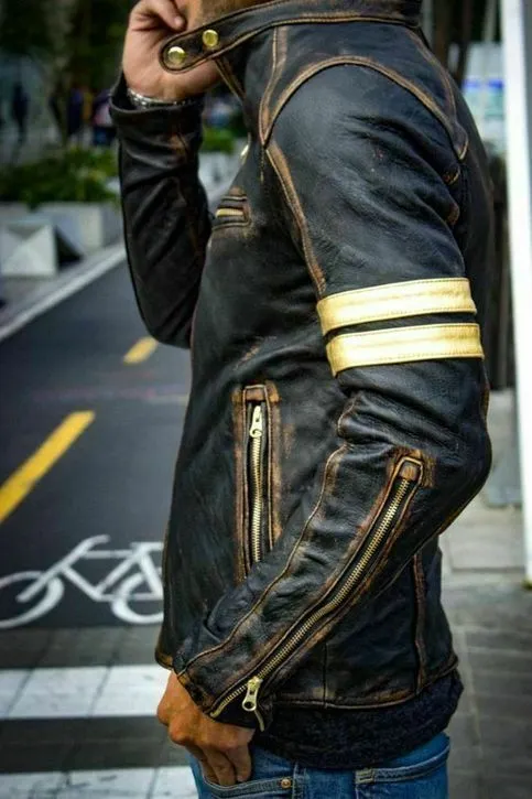 Retro 2.0 Cafe Racer Leather Jacket, Handmade Jacket