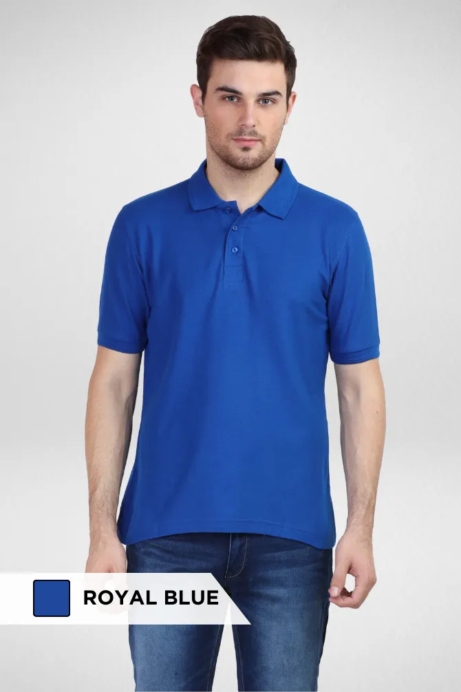 Royal Blue and Petrol Blue Polo T-Shirts Combo for Men