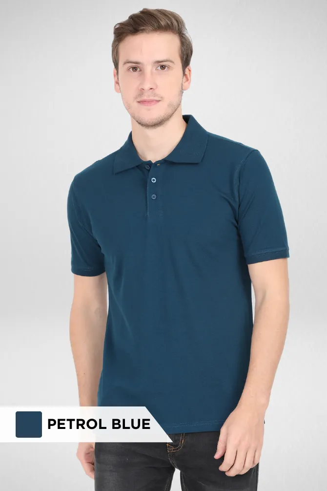 Royal Blue and Petrol Blue Polo T-Shirts Combo for Men