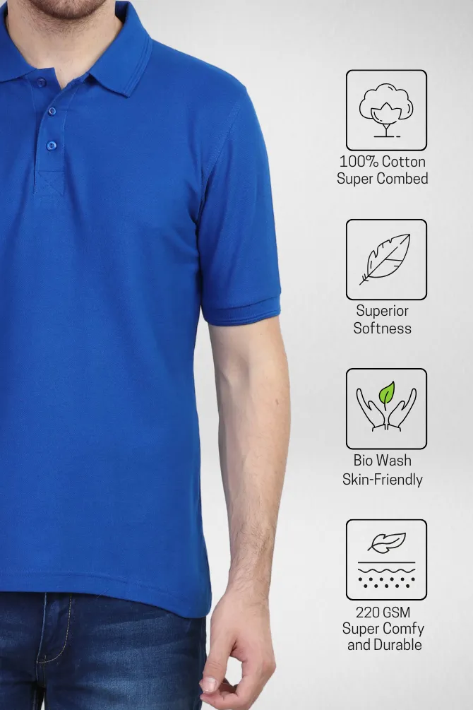 Royal Blue and Petrol Blue Polo T-Shirts Combo for Men