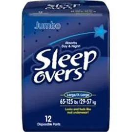 Sleep Overs Youth Pants, Large to XL (65 to 125 lb) - One pkg of 12 each