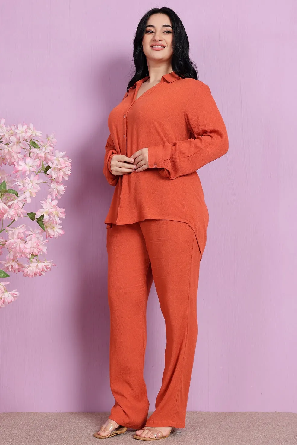 Solid Co-ord Set-Rust Orange