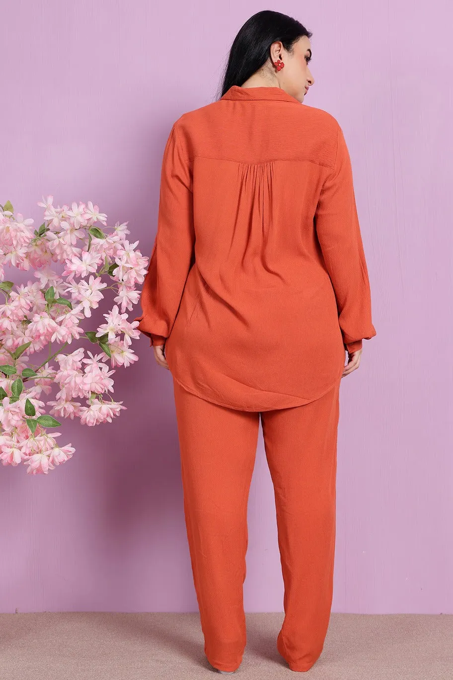 Solid Co-ord Set-Rust Orange