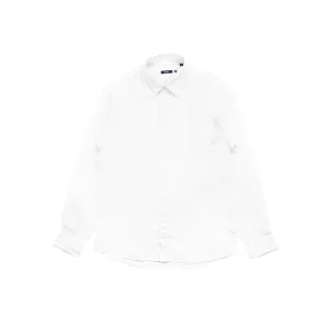 Solid Linen Classic Collar Shirt (White)