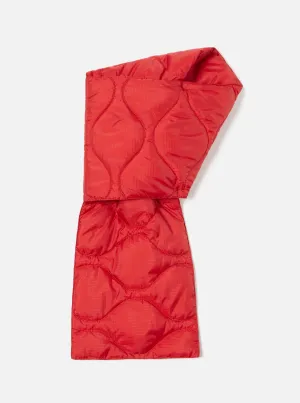 Taion by F/CE. Packable Down Scarf in Red Nylon Ripstop/Duck Down