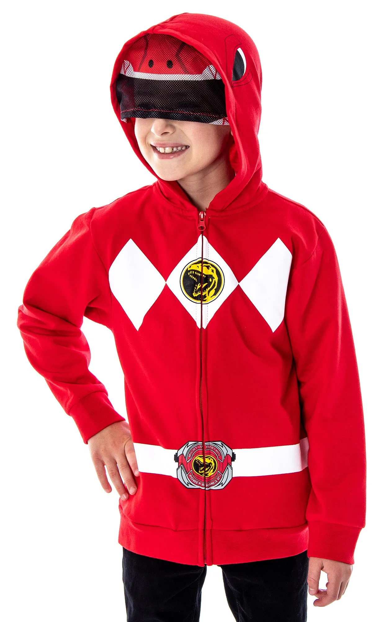 The Power Rangers Boys Mesh Face Covering Full-Zip Costume Hoodie