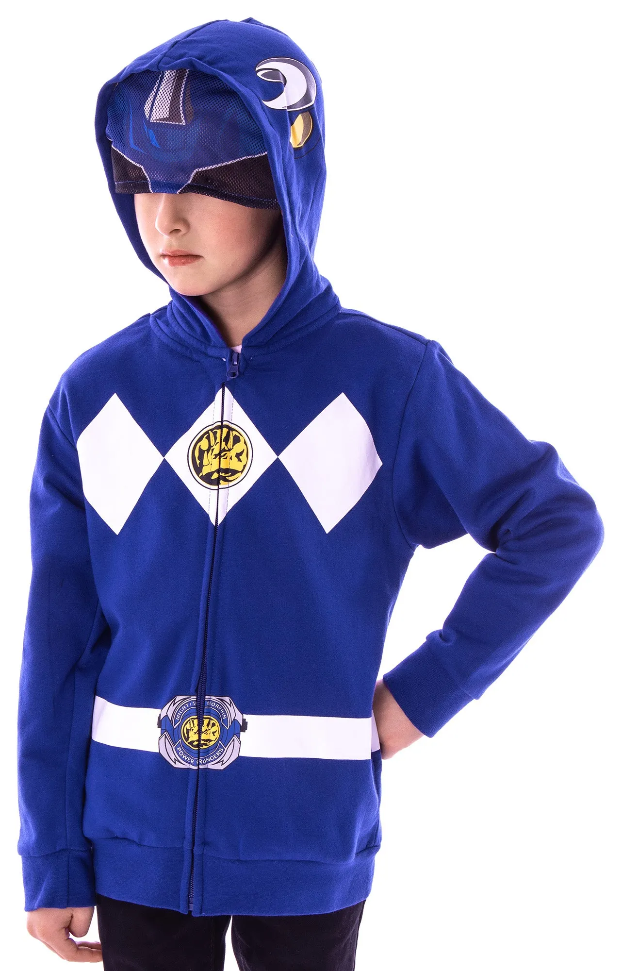 The Power Rangers Boys Mesh Face Covering Full-Zip Costume Hoodie