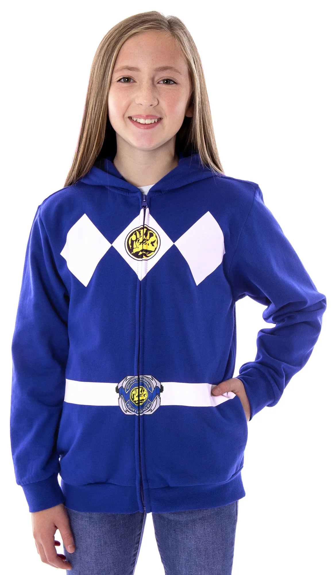 The Power Rangers Boys Mesh Face Covering Full-Zip Costume Hoodie