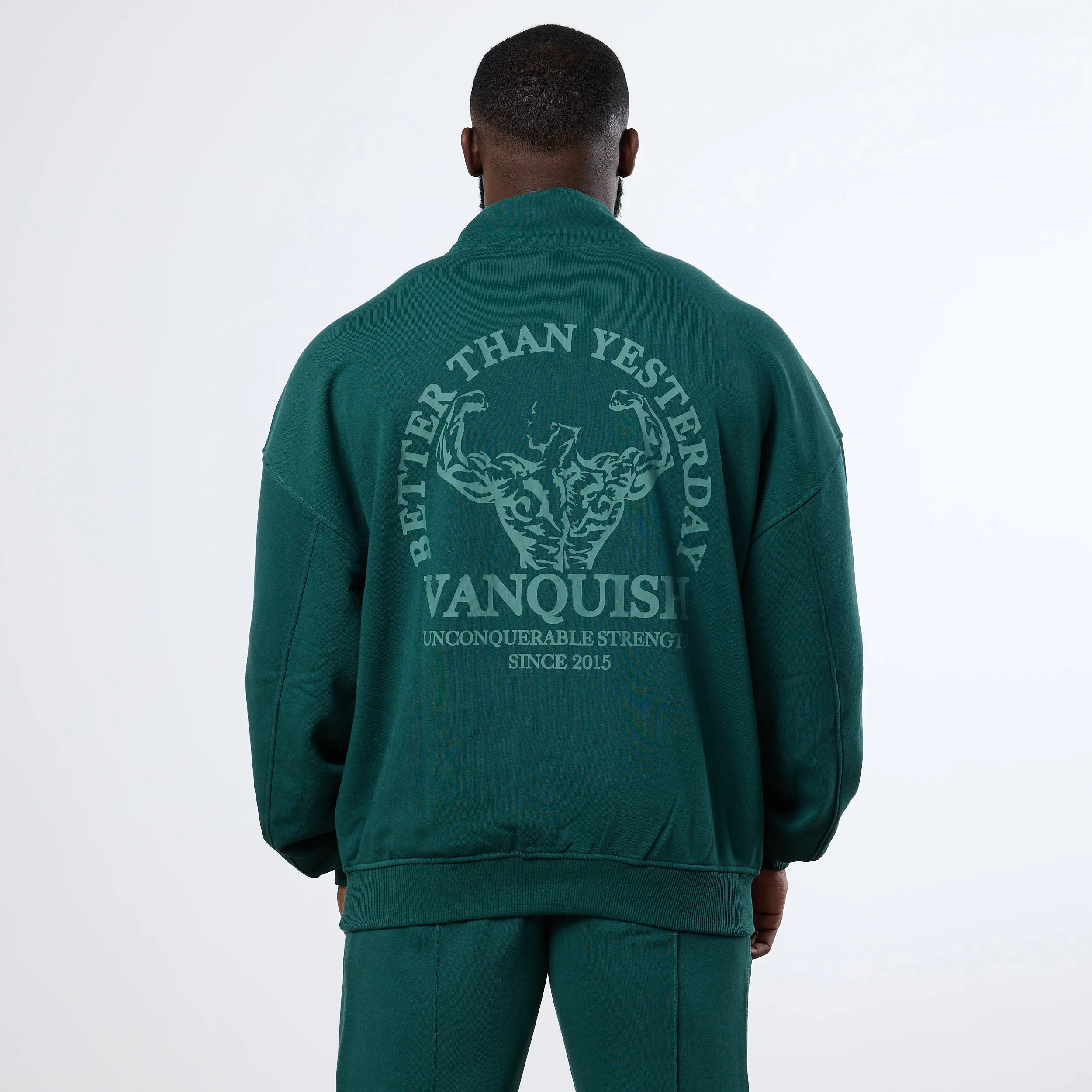 Vanquish Forest Green Unconquerable Strength Quarter Zip Sweater