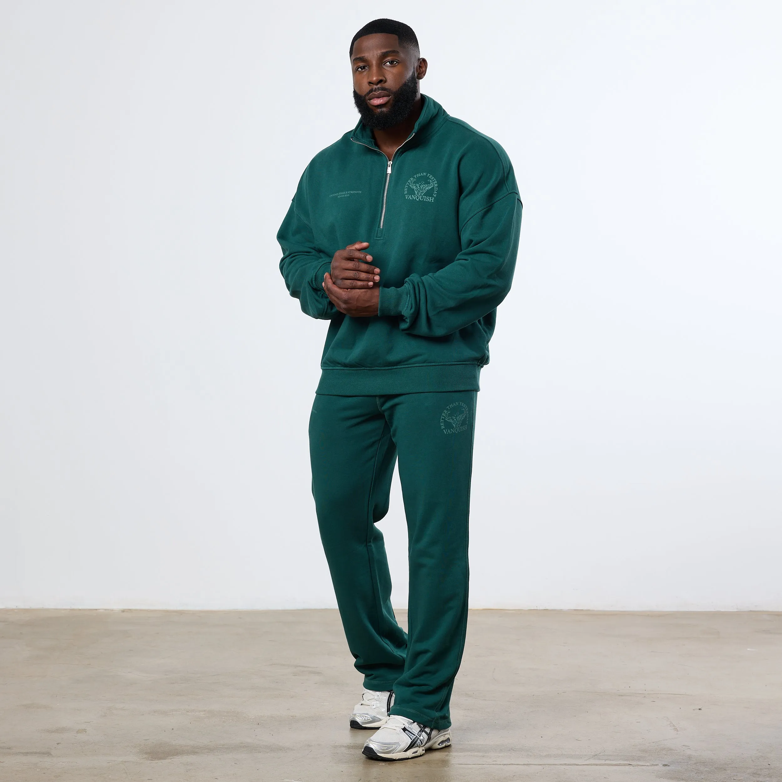 Vanquish Forest Green Unconquerable Strength Quarter Zip Sweater