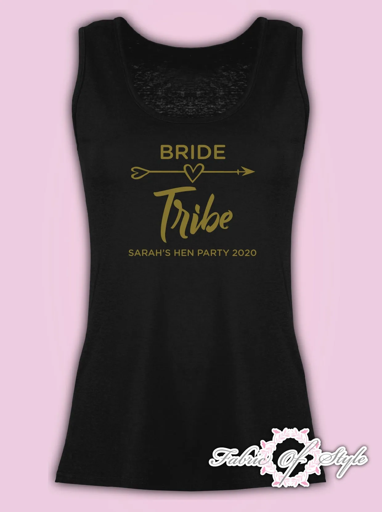 Vest Tank Top Hen Do Party Bride Tribe Wedding  Personalised T-shirt Ladies Female  Gold