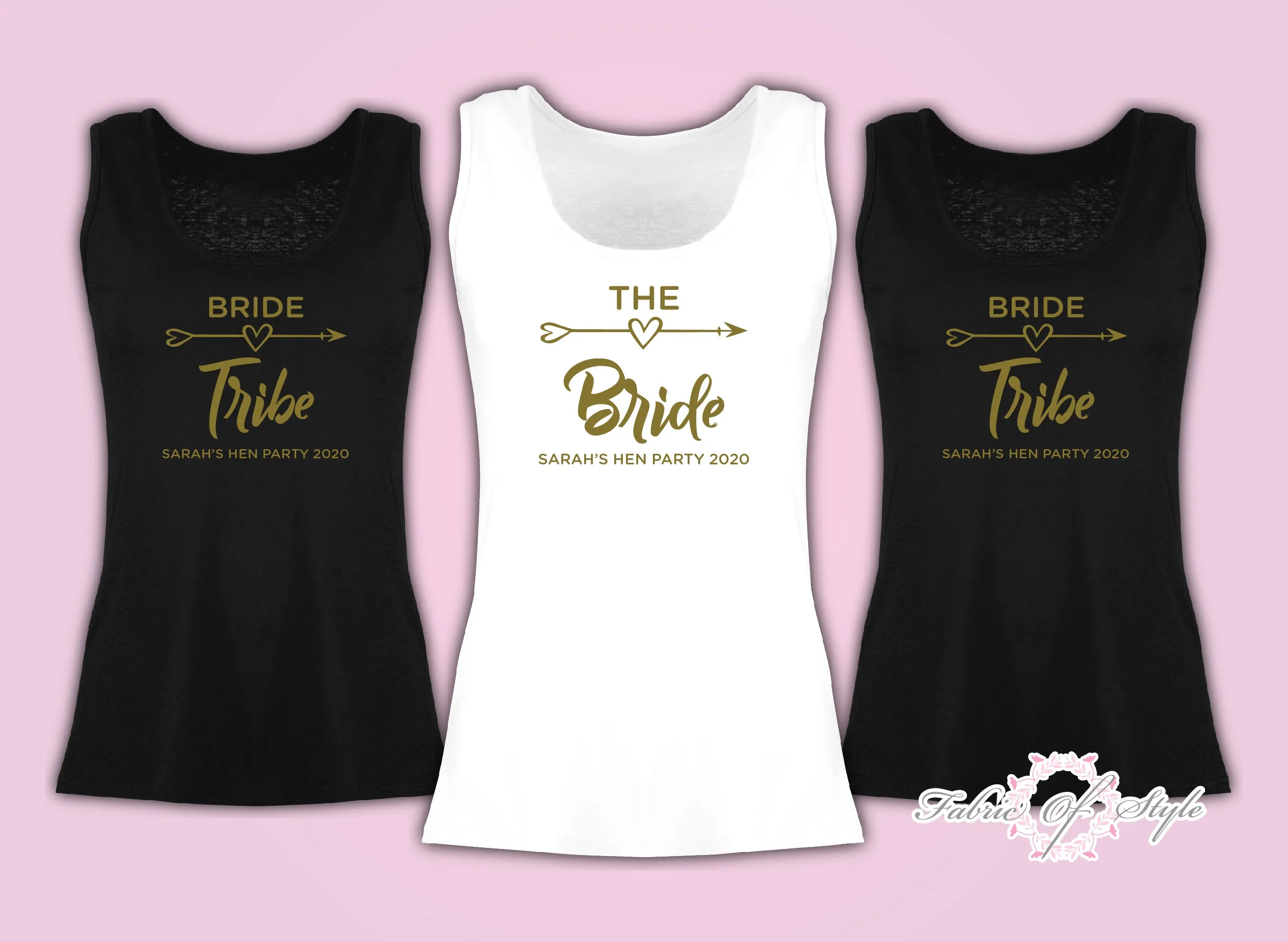 Vest Tank Top Hen Do Party Bride Tribe Wedding  Personalised T-shirt Ladies Female  Gold