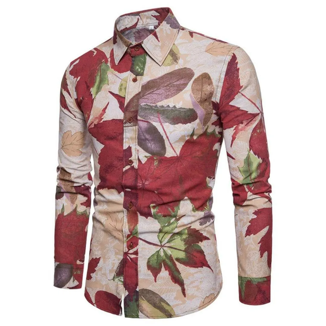 Vintage Brown Classic printing long sleeve shirts