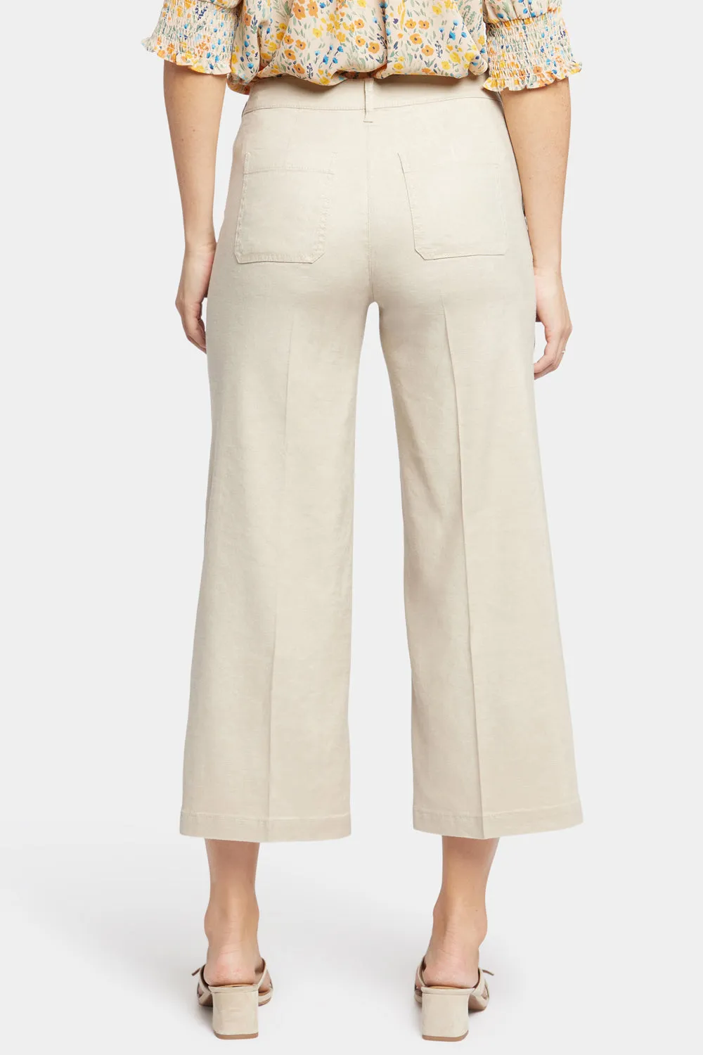 Wide Leg Cargo Capri Pants - Feather