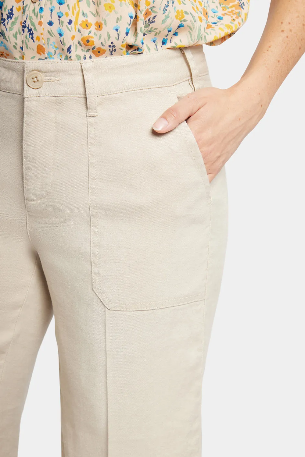 Wide Leg Cargo Capri Pants - Feather