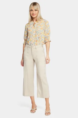 Wide Leg Cargo Capri Pants - Feather