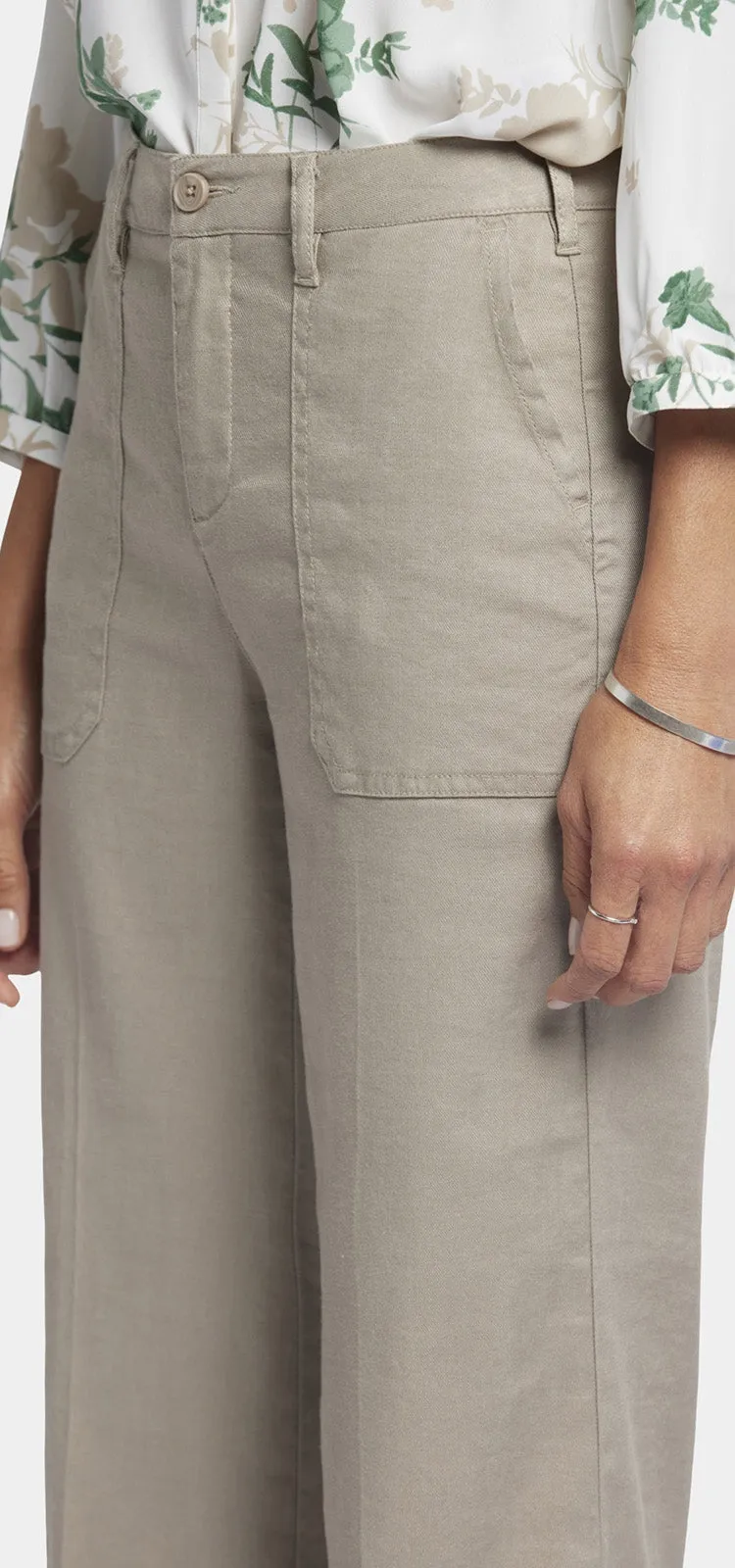 Wide Leg Cargo Capri Pants In Stretch Linen | Saddlewood