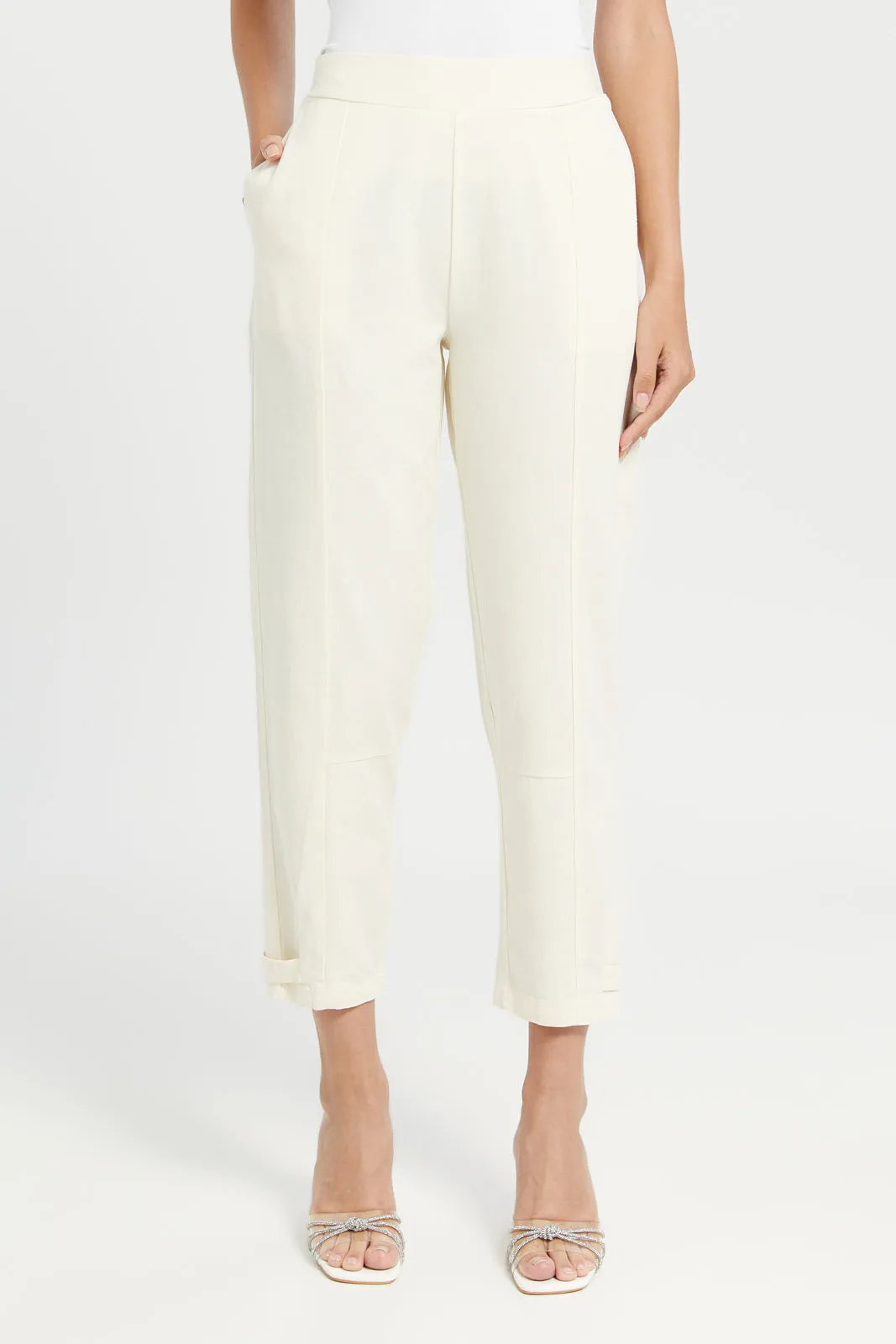 Women Beige Relax Trouser