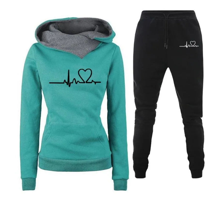 Women Warm Hoodies Pants Outfits