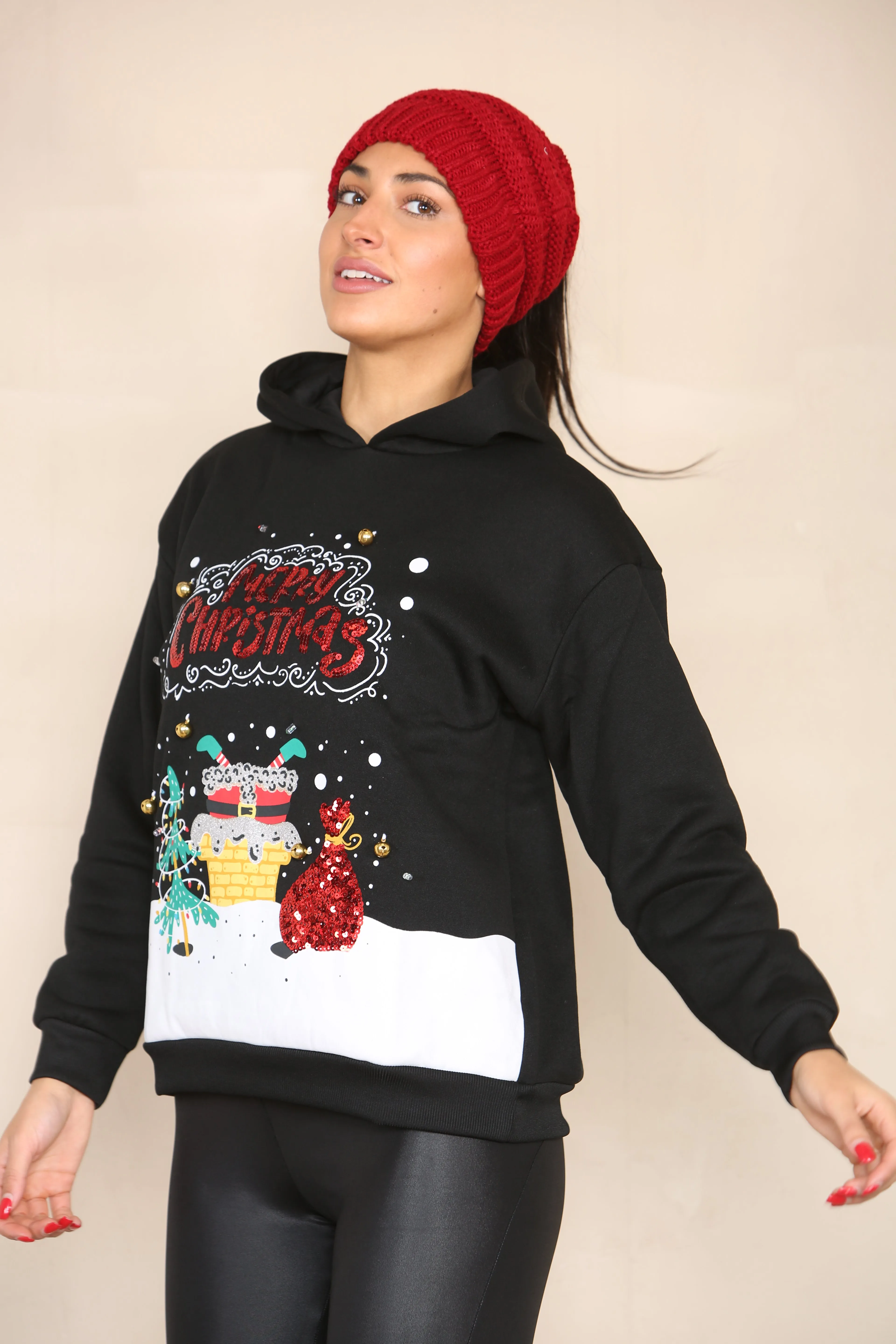 Womens 3D Christmas Pullover Hoodie