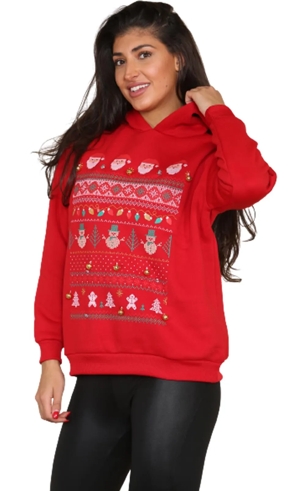 Womens 3D Christmas Pullover Hoodie