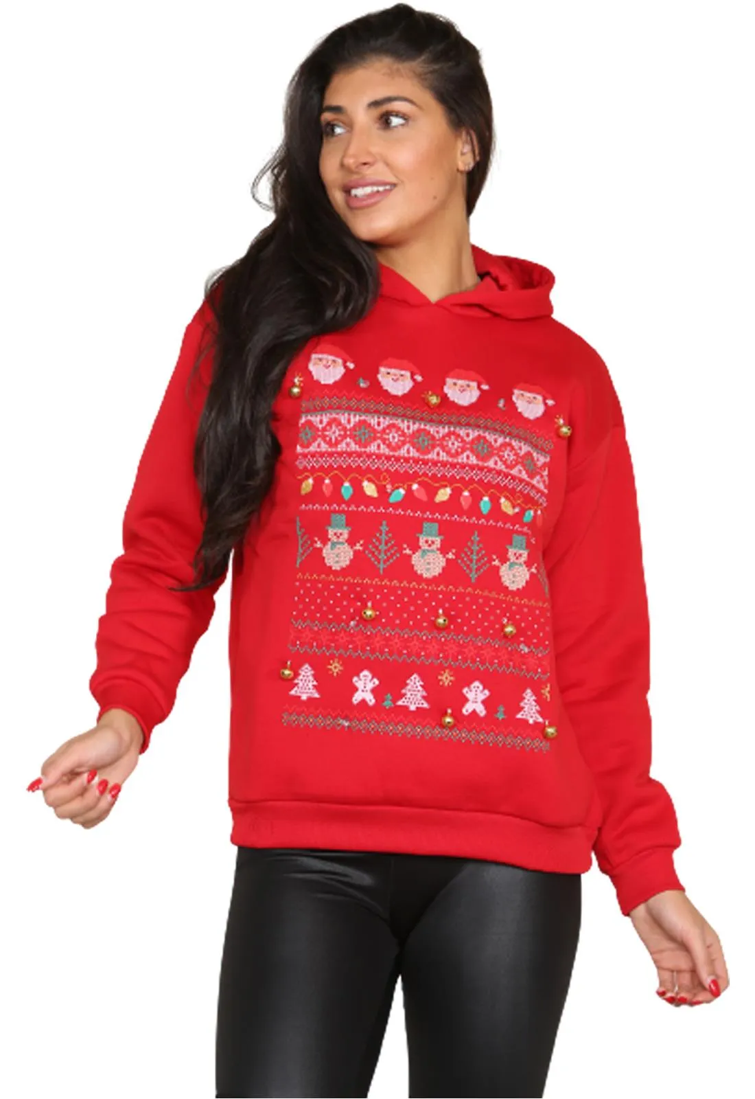 Womens 3D Christmas Pullover Hoodie