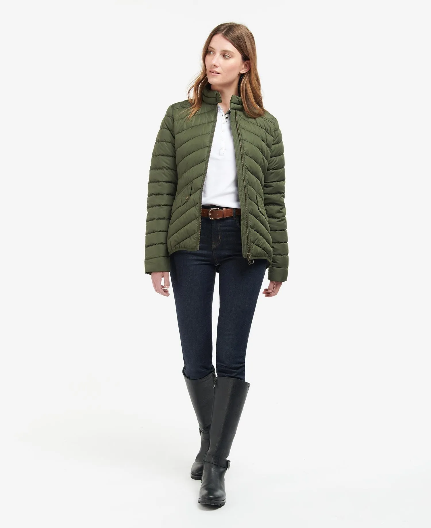 Women's Stretch Cavalry Quilted Jacket - Olive