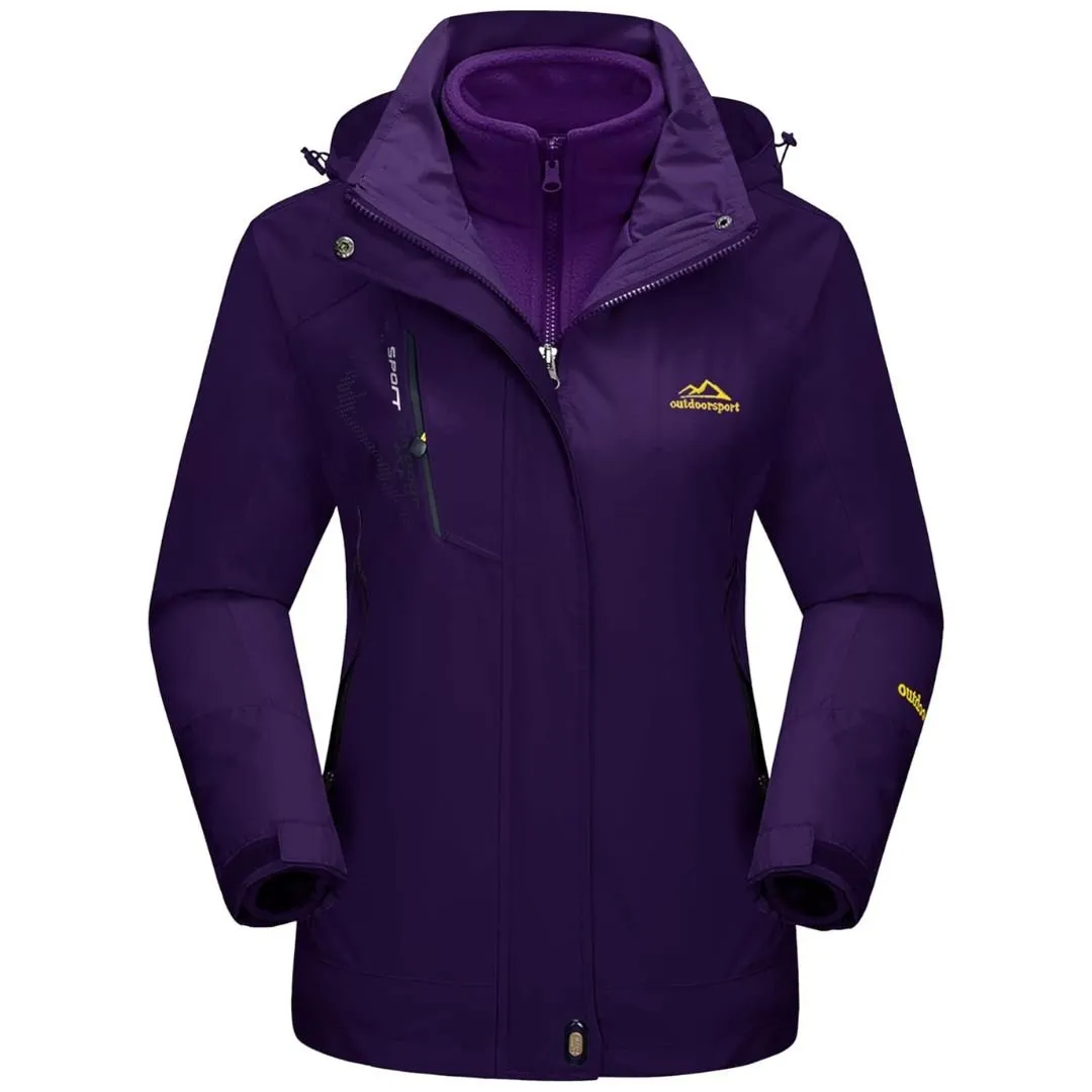 Women's Winter Coats 3-IN-1 Water Resistant Windproof Fleece Ski Jacket