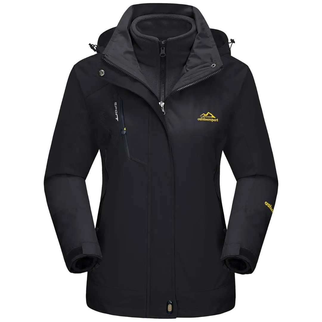 Women's Winter Coats 3-IN-1 Water Resistant Windproof Fleece Ski Jacket