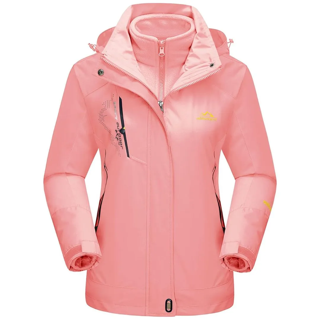 Women's Winter Coats 3-IN-1 Water Resistant Windproof Fleece Ski Jacket