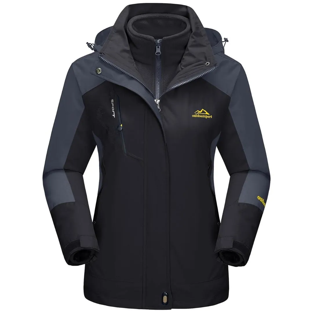 Women's Winter Coats 3-IN-1 Water Resistant Windproof Fleece Ski Jacket