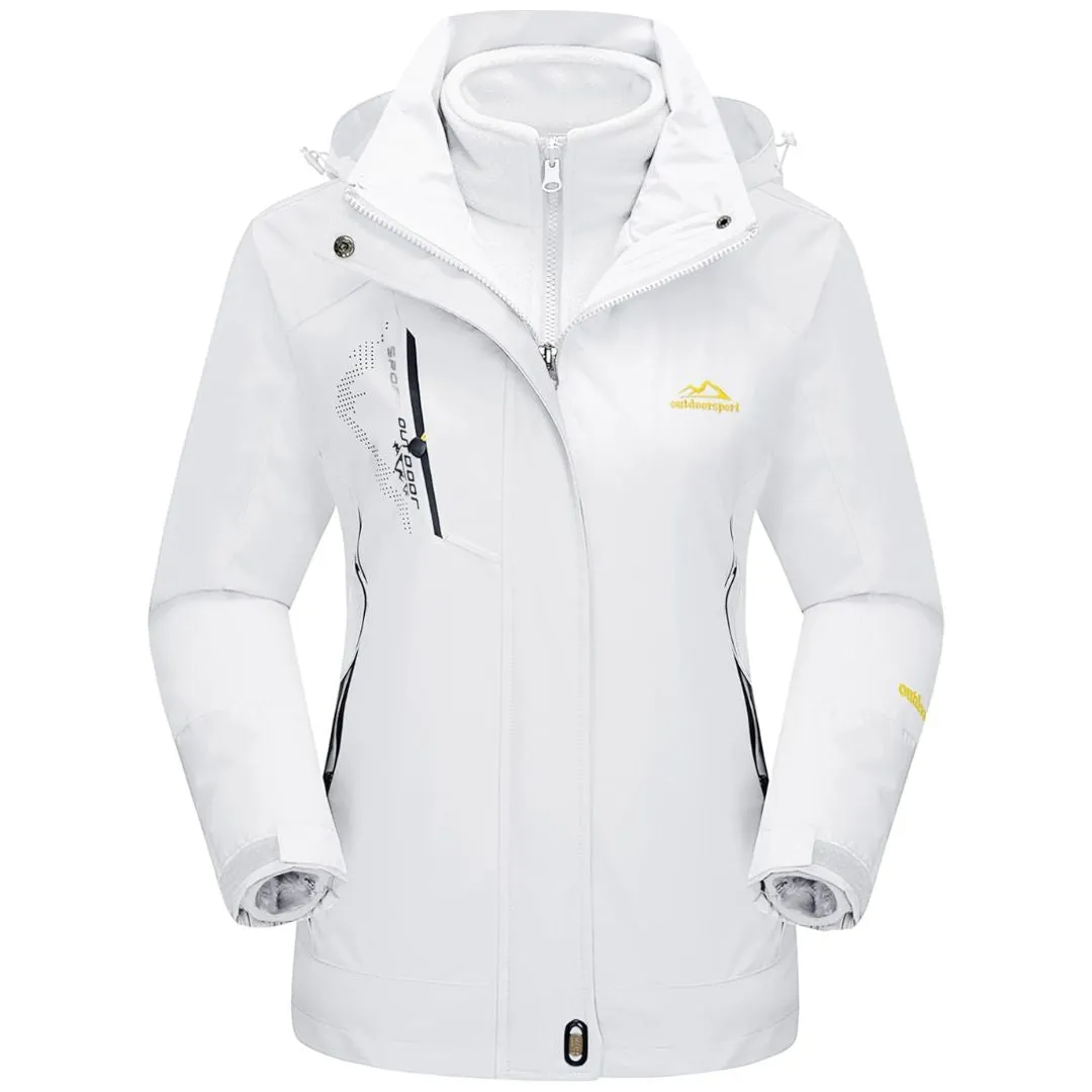 Women's Winter Coats 3-IN-1 Water Resistant Windproof Fleece Ski Jacket